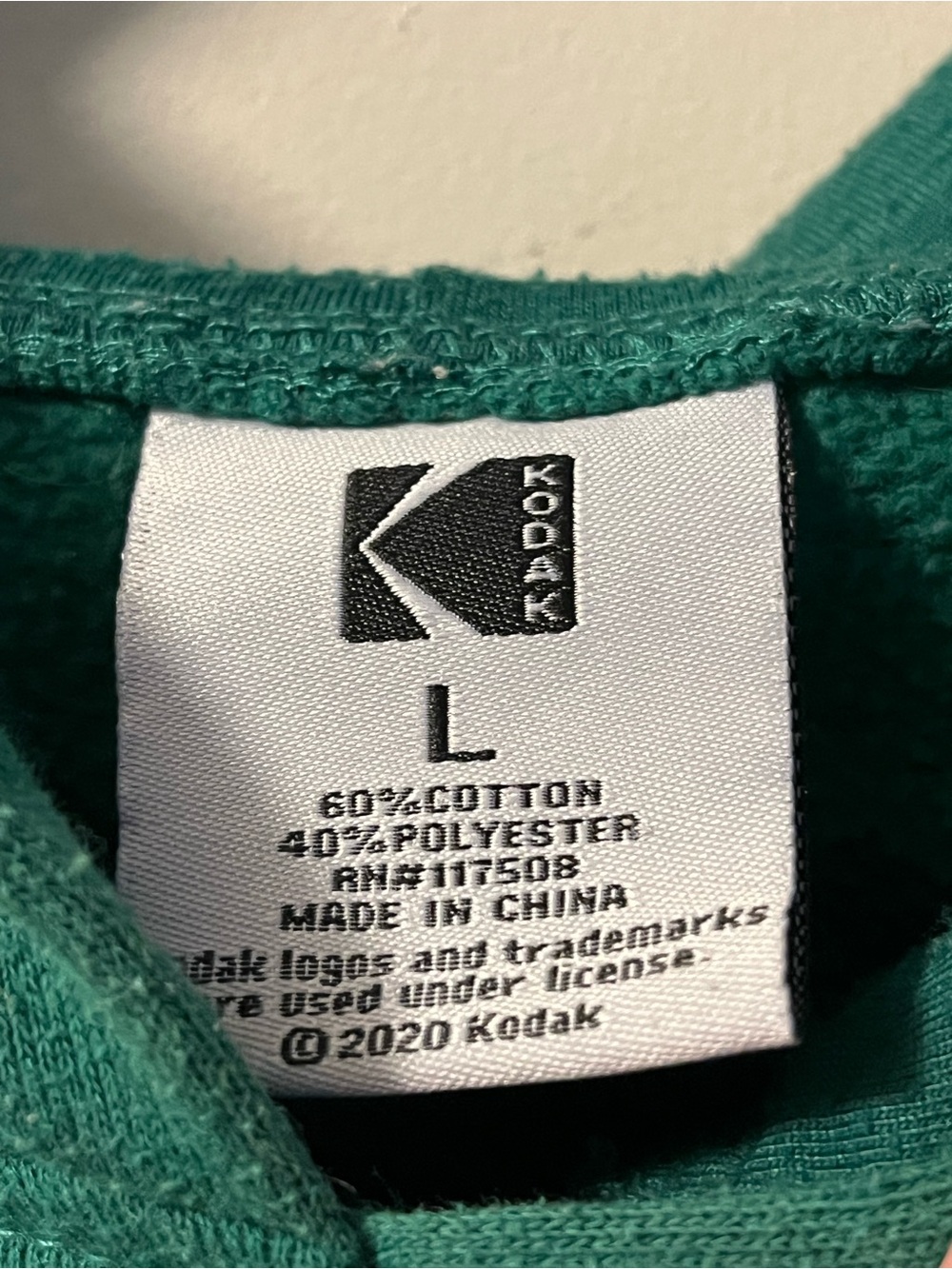 Kodak Photography Graphic Hoodie Adult Size L Green Retro Sweatshirt Y2K Style - Picture 3 of 4